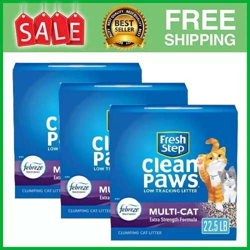 Fresh Step Clean Paws Multi-Cat Scented Clumping Cat Litter with the Power  of Febreze, 22.5 Pounds