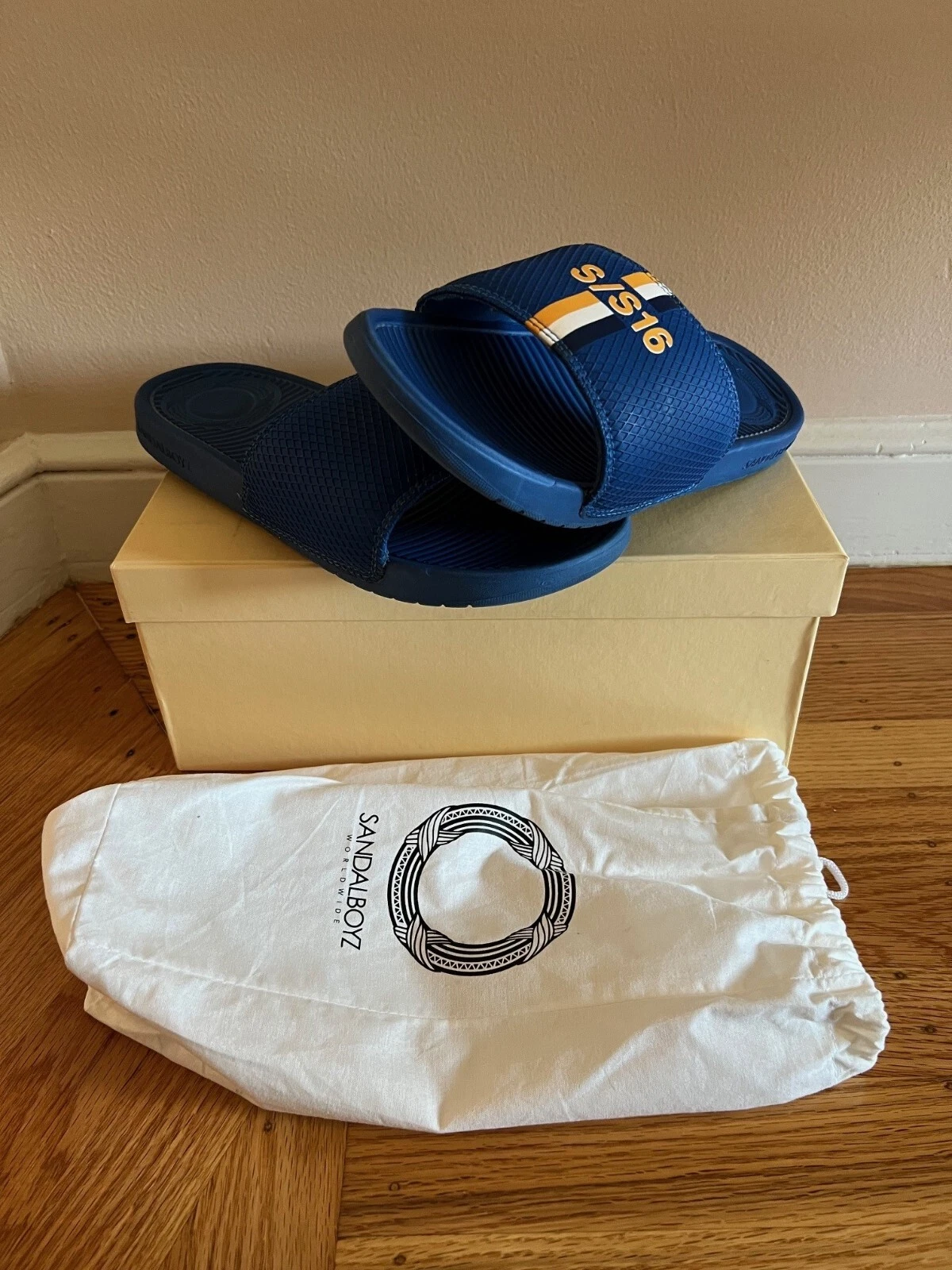 Sandalboyz Saint Honore à rayures bleues jaunes S/S16 taille 9 