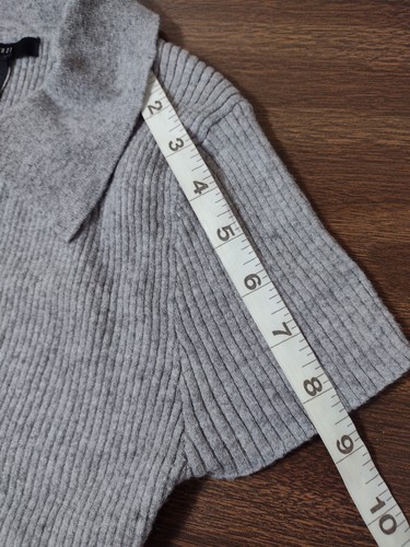 Forever 21 Collared Crop Top Gray Shirt Women's Size Medium - Picture 8 of 9
