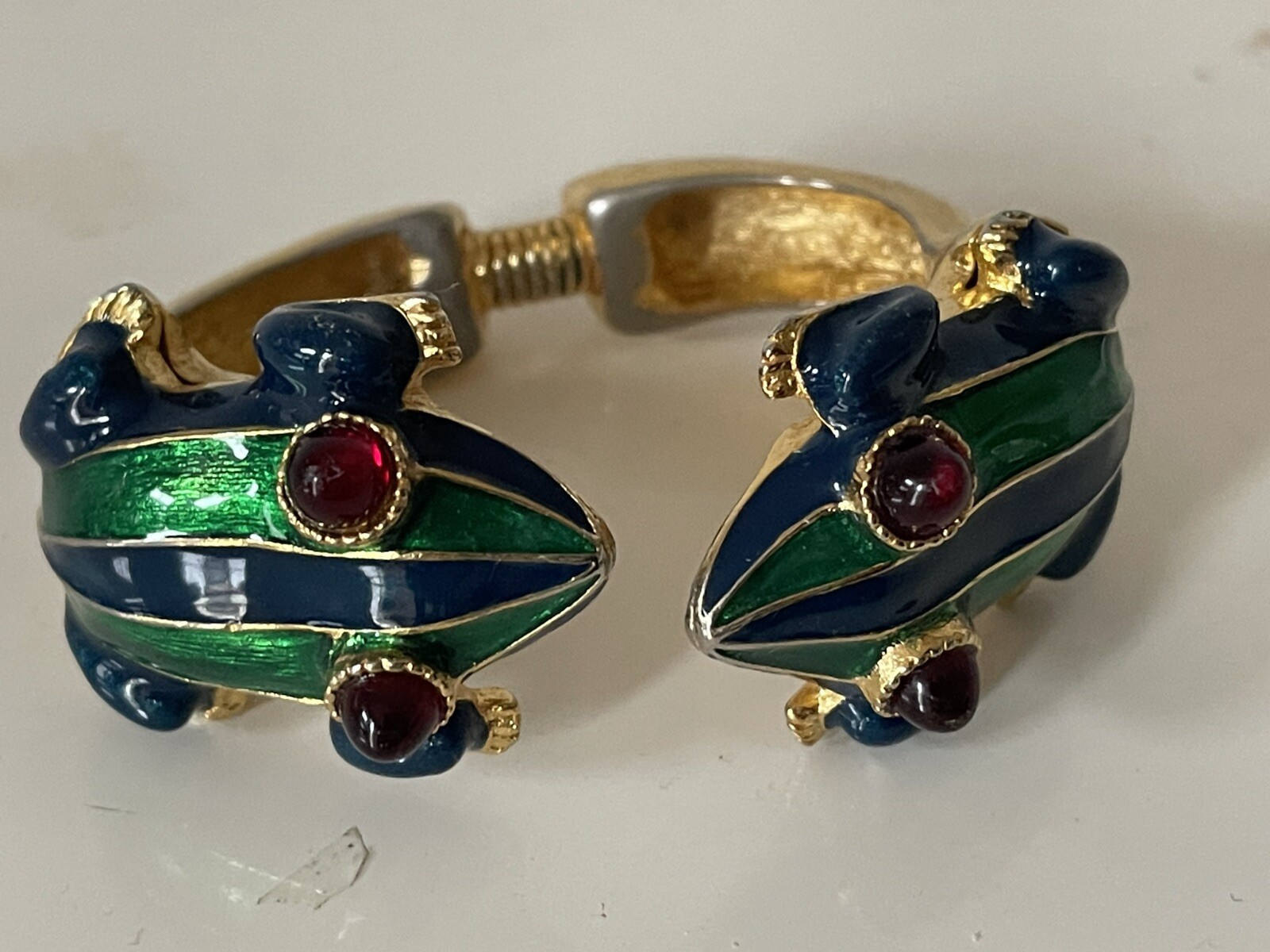 Kenneth J Lane KJL Green Enamel Gold Tone Frog  C… - image 8