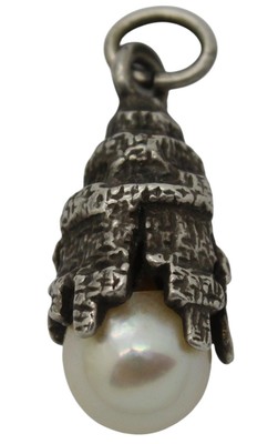   925er Silber Anhänger Perle Modernist Design Schmuck - 2,7 x 1,1 cm / 3,99g