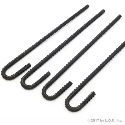 Ground Stakes J Hook Steel Rebar Heavy Duty 12in Deer Fence Hard Soil Pack of 4