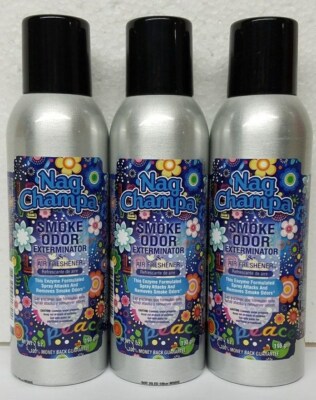 Smoke Odor Exterminator Nag Champa 7 oz Large Spray Set of Three Cans