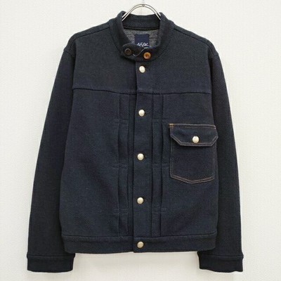 45R/45rpm Denim Jacket Navy Jersey Calze Stretch G Jean Size M 