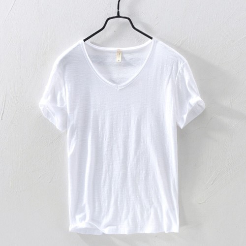 Men's Classic Fit V-Neck Shirts Tops Plain Cotton T Shirts Summer Tees US - Picture 15 of 35