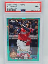 2023 Topps Chrome Bo Naylor Aqua Lava Refractor /199 #54 Guardians RC PSA 9