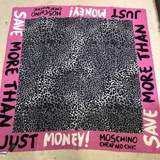 VINTAGE ITALY Moschino Cheap and Chic Silk 34" Women Scarf Lady Leopard Print