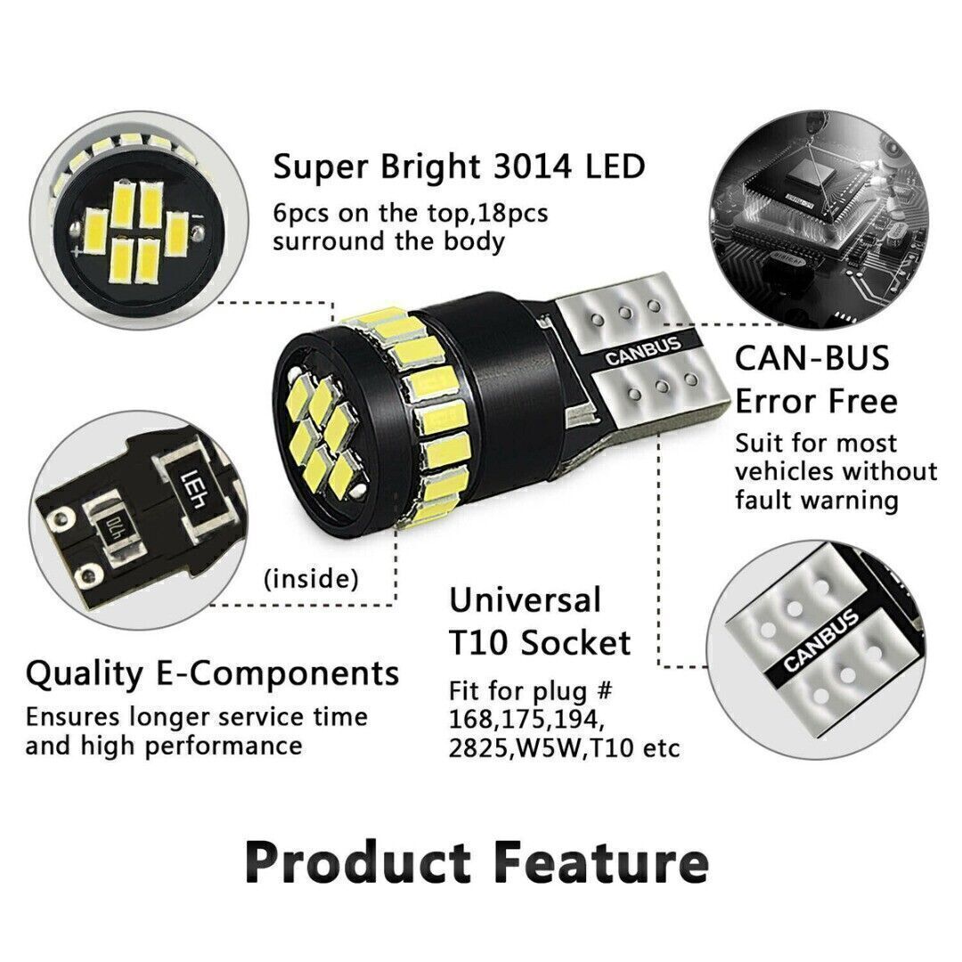 10 Lampadine LED T10 W5W - Per Luci Interna Auto, Targa, Cortesia (Bianco 6500K, 12V) - Foto 8