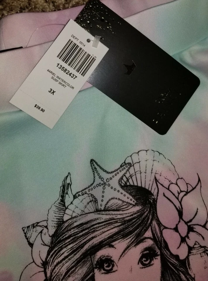 Juniors 3X Saia Skatista Disney Princesa Ariel Aquarela~Nova~ - Imagem 3 de 4