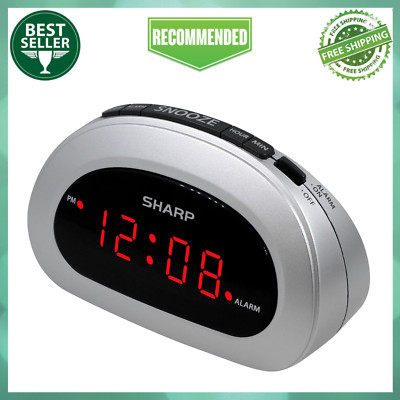 Digital Alarm Clock, Cosmic Silver, Easy to Set Controls, Red LED Display
