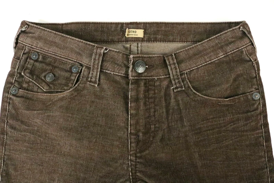 True Religion Geno 灯芯绒棕色裤子牛仔裤宽松修身二手二手状况完好男孩 18  — 第 2/4 张图片