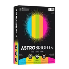 Astrobrights Assorted Color Paper 500 Sheets Thick 24 lb Bright 5 Color Pack