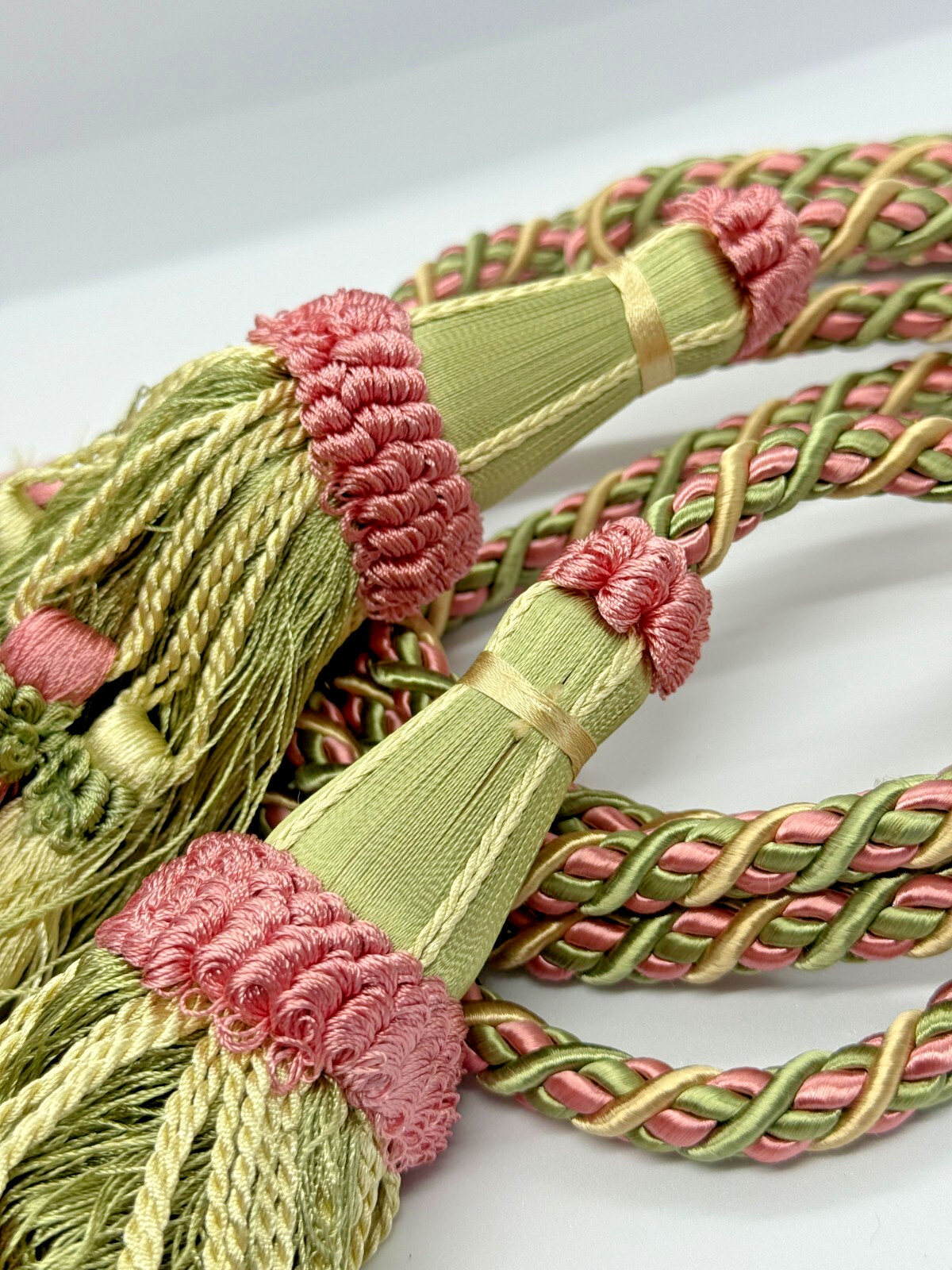 Pair XL Vintage FRENCH Curtain Tassels Tie backs circa 1800's. Gorgeous handmade