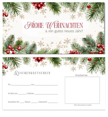 25 x Geschenkgutscheine Gutscheinkarten Vintage Weihnachten Wellness Massage