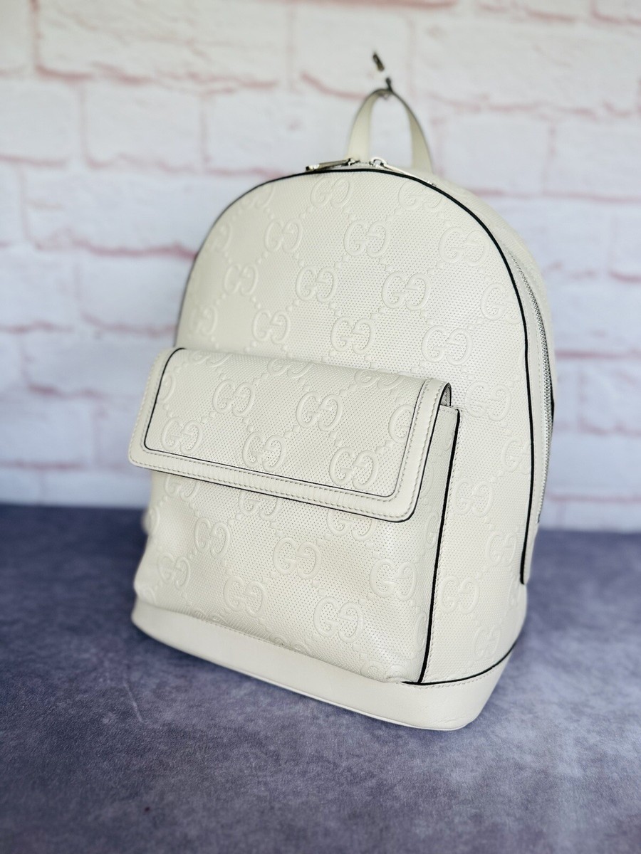 Gucci Embossed Leather Print Gg Backpack | eBay