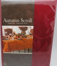 NEW Autumn Scroll DAMASK 60 X 84 Wine RED Holiday TABLECLOTH Oblong RECTANGLE