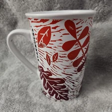Starbucks Fall Leaves Autumn Leaf 11oz Coffee Mug Cup Red Burgundy White