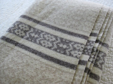 Vtg Wool Blanket Camp Tan Brown Geometric Aztec Western 54x76