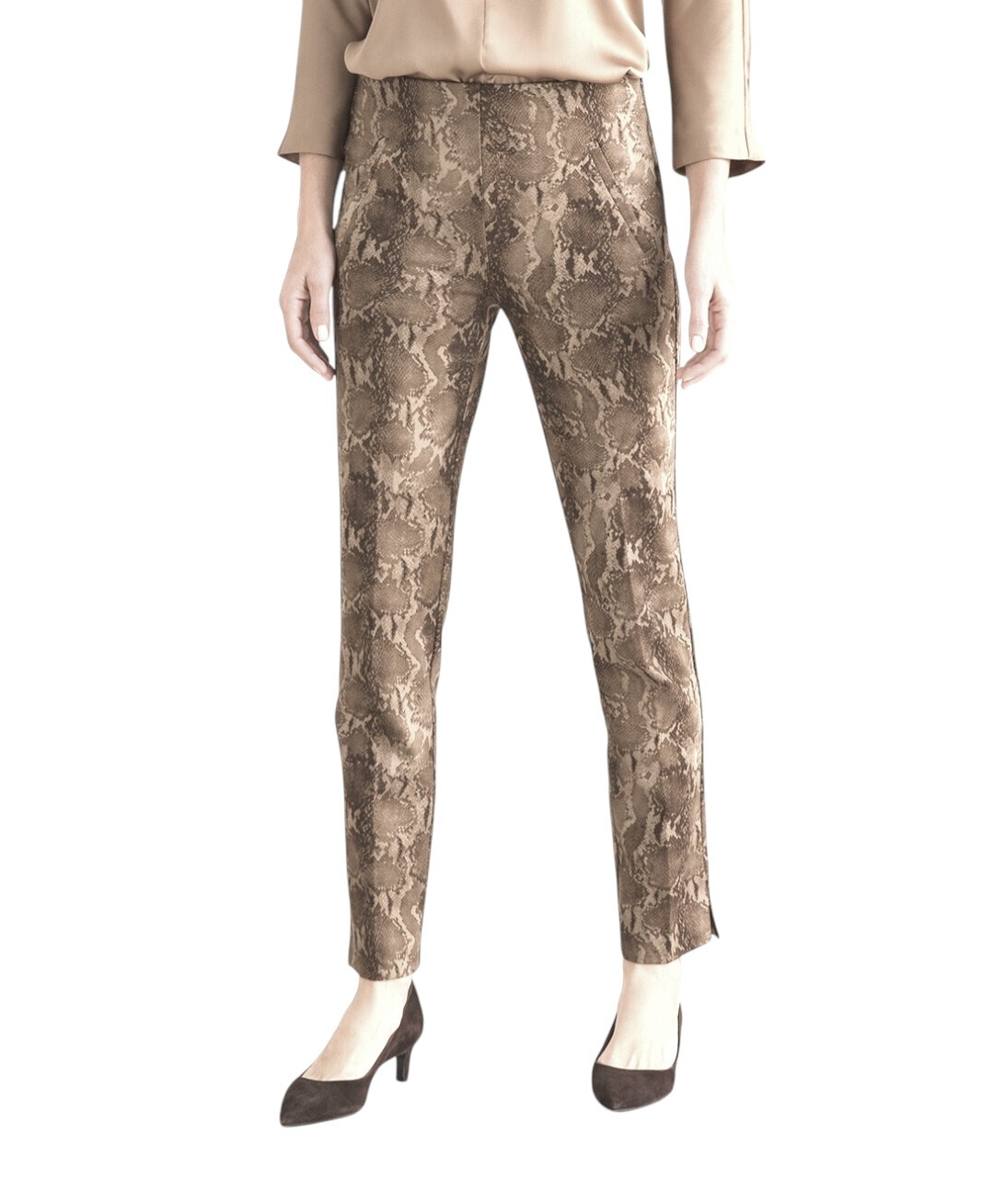Chico's Gold Python Jacquard Ankle Trouser Size 1… - image 1