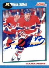 Stephan Lebeau Signed Auto 1991-92 Score card Montreal Canadiens