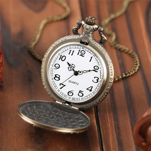 Orologio da taschino retrò lupo animale bambino uomo quarzo ciondolo catena regalo di Natale - Foto 5 di 6