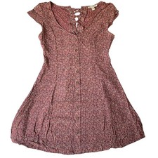 American Eagle Outfitters Women Dress M Mauve Floral Fit & Flare Cottagecore