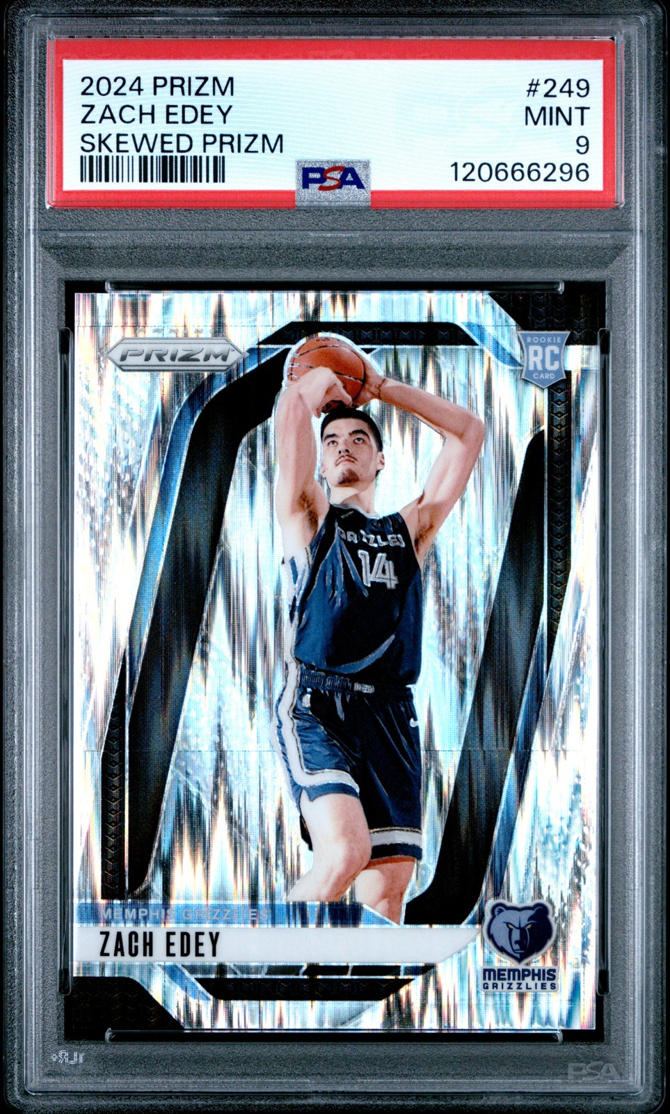 2024 PANINI PRIZM SKEWED PRIZM #249 ZACH EDEY 101/249 PSA 9