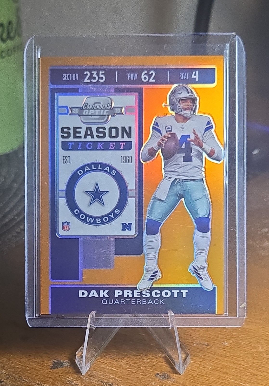 2019 Panini Contenders Optic - Season Ticket Dak Prescott #48 Orange Prizm /50
