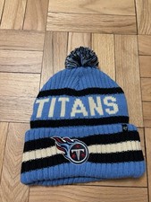 '47 Brand Mens Tennessee Titans Cuffed Winter Knit Hat Cap Pom NFL Beanie Blue