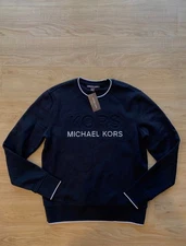 Michael Kors Men's Large Embossed Logo Pullover Crewneck Sweatshirt Black S-XXL