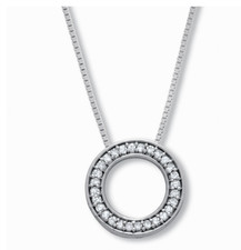 .14 TCW DIAMOND STERLING SILVER CIRCLE NECKLACE 18"