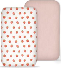 Muslin Bedside Bassinet Sheets Sleeper Sheet, Strawberry  Pale Pink