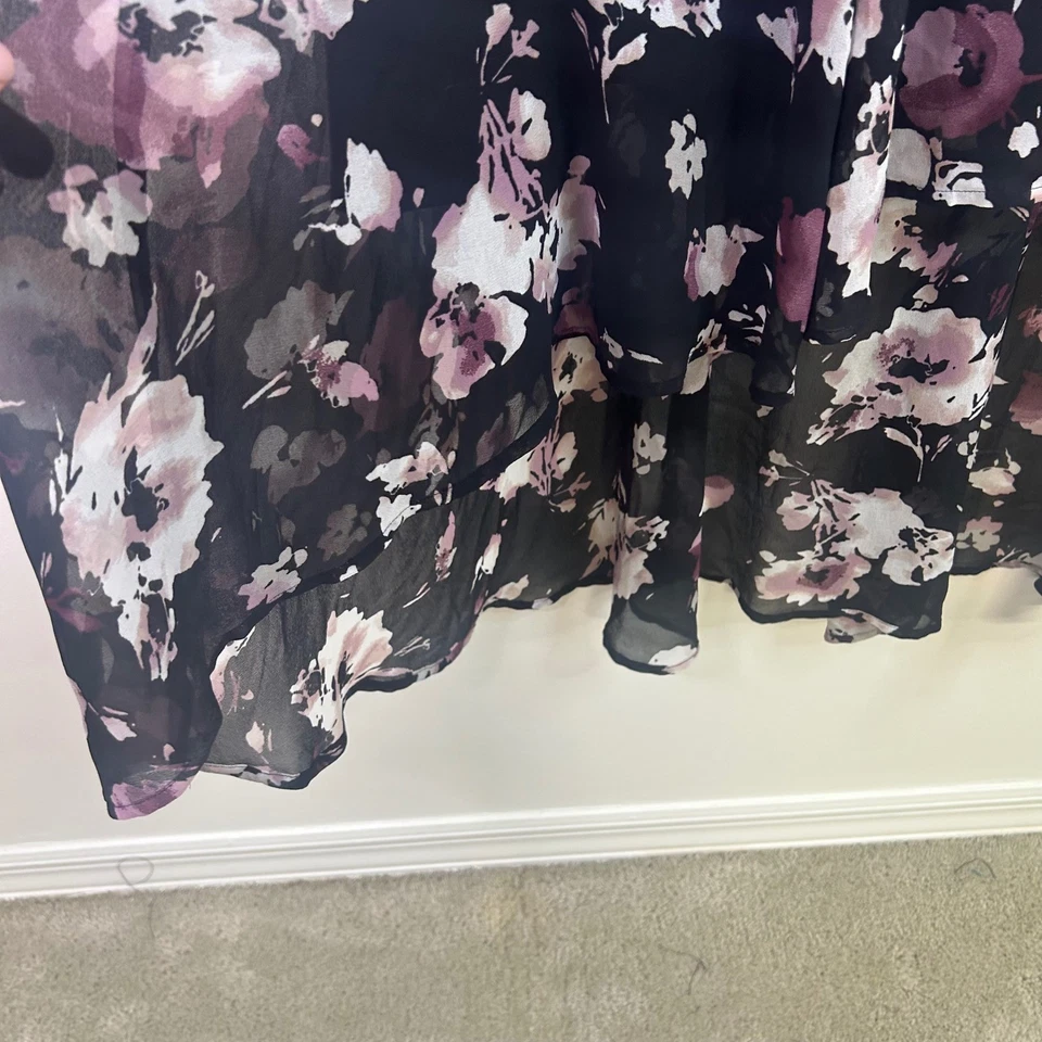 Vestido tórrido oscuro romántico negro caprichoso floral halter alto bajo talla grande 30 6X Foto 4 de 4