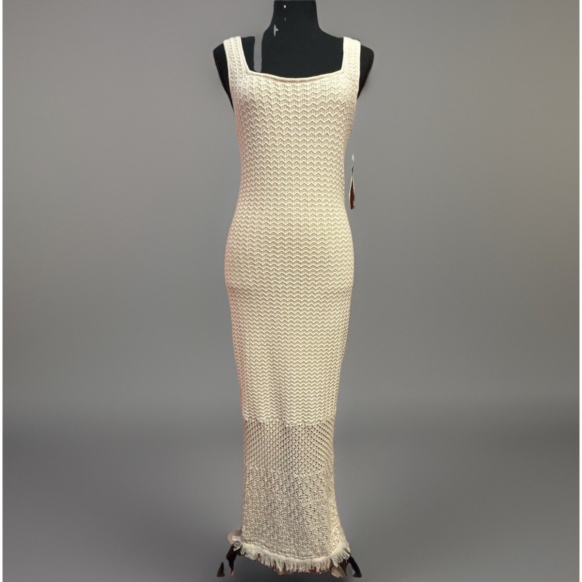 House Of Harlow Maxi Dress Small Crocheted Cream Beach Date