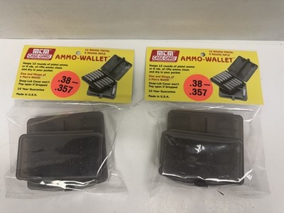 2 PACK MTM W12B-38-41 MTM CASE-GARD  HANDGUN AMMO WALLET - 38 SPECIAL 357 MAG+