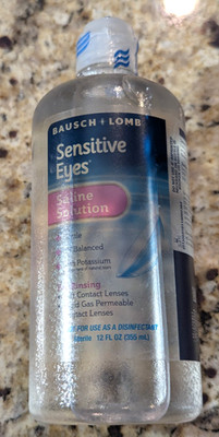 Bausch + Lomb Sensitive Eyes Saline Solution Contact Lens 12 fl oz exp: 03/2027