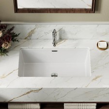 HOROW Undermount Bathroom Sink 27.56x15.75 in White Ceramic with Overflow Drain