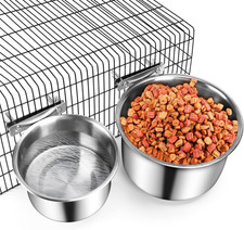 Crate Food and Water Bowl, 2 Pack Stainless Steel Hanging Pet Bowls for Crates