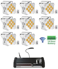 8 Rockville BEST PAR 60 Battery Wash Lights Wireless DMX 384 Channel Controller