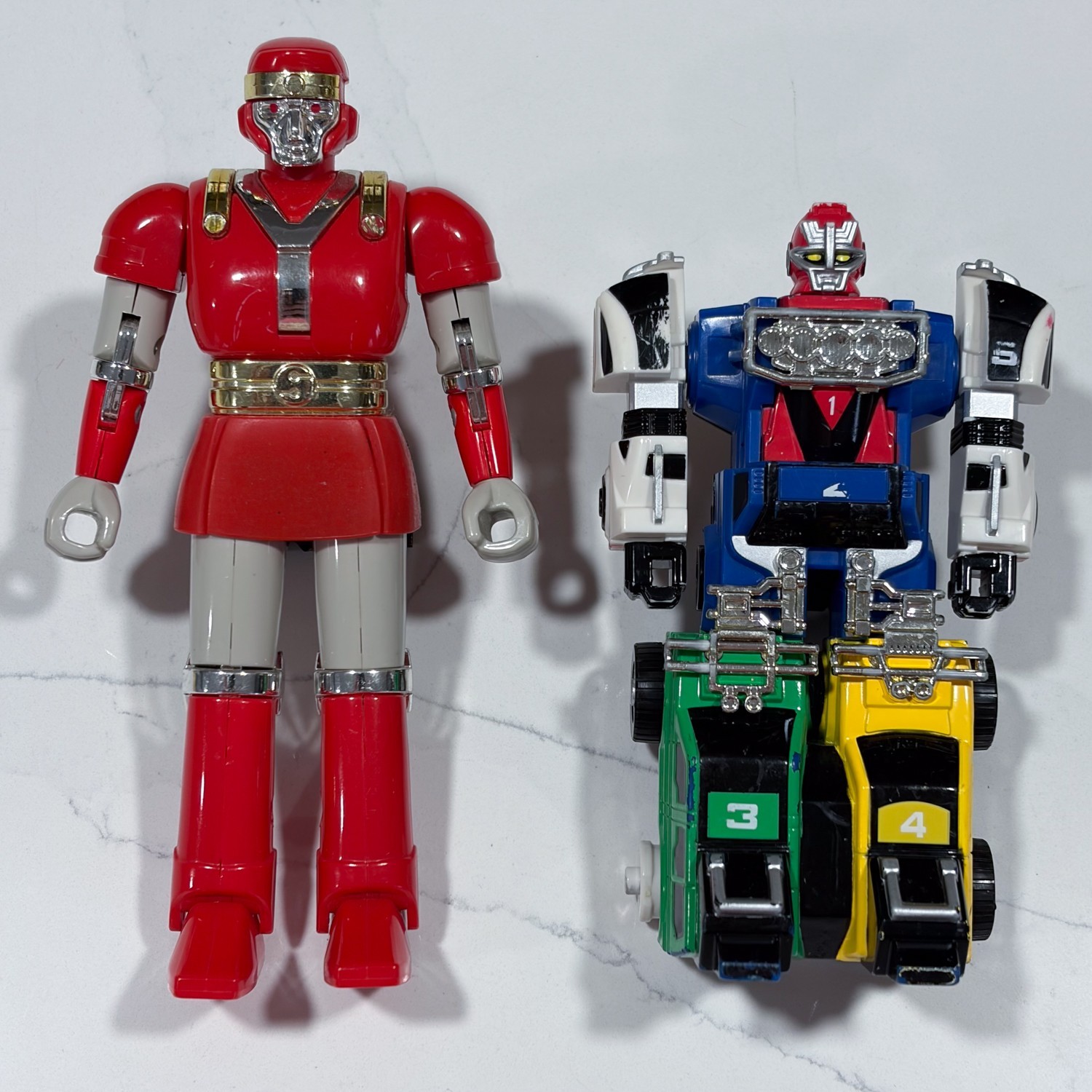Lot 6" Red Battle Borg 5" Turbo Zord Played With