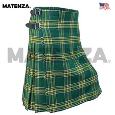 Men's Irish Green Tartan Kilt 8 Yard 16oz Acrylic Wool Scottish Kilt