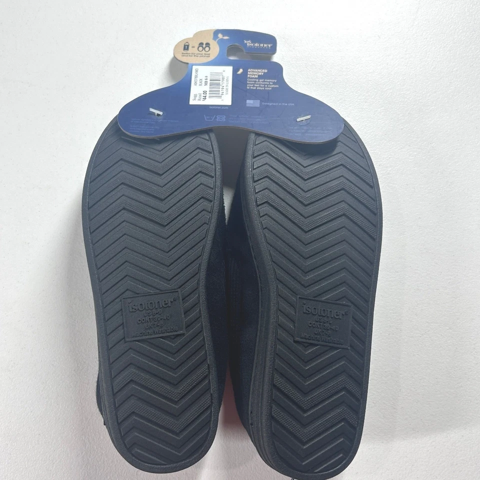 Zapatillas Isotoner Para Hombres Medianas 8-9 Negras Espuma con Memoria Avanzada Eco Confort NUEVAS Foto 4 de 4