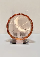 Vintage Pink Depression Glass Cheese Wedge Dish Scalloped Edge 3.75” Diam