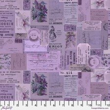 Tim Holtz Palette Palette Purple Purple Ephemera Sold by The 1/2 Yard