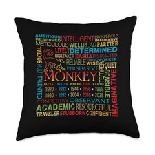 Chinese Zodiac Year of the Monkey Astrology Home Decor Gift Throw Pillow
