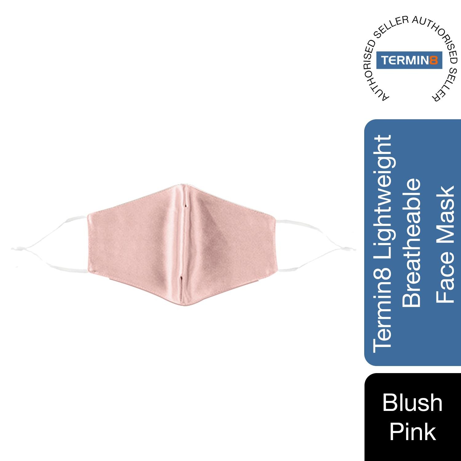 Termin8 Satin Silk Lightweight Washable Festival Face Masks Blush Pink, 2 Pack