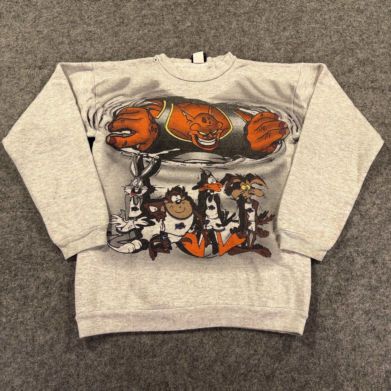 Vintage Space Jam Looney Tunes Sweatshirt Youth XL Gray Basketball Graphic 90s