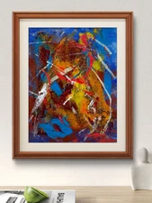 Original Art "Circus" 9x12 Canvas Expressionism Abstract Design Home Art