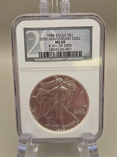 1988 American Silver Eagle Dollar NGC MS69 - 20th Anniversary Coll