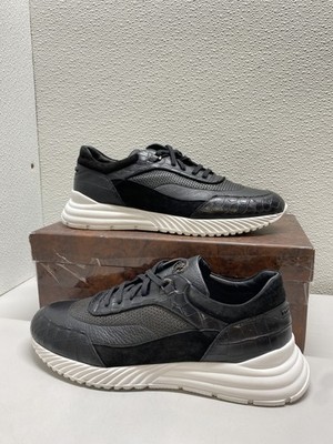 Stefano Ricci Mens Nubuck Crocodile Leather Sneakers Size 10 Black